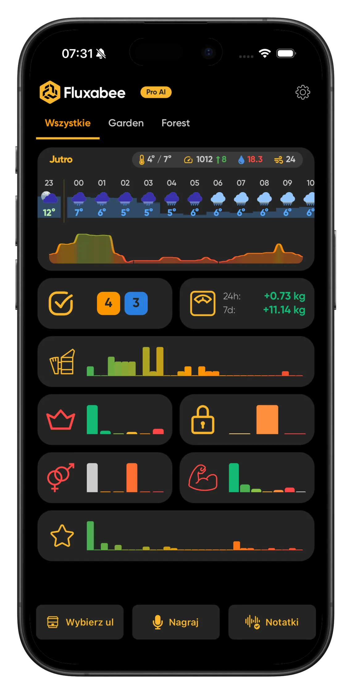 Aplikacja mobilna Fluxabee - ekran główny